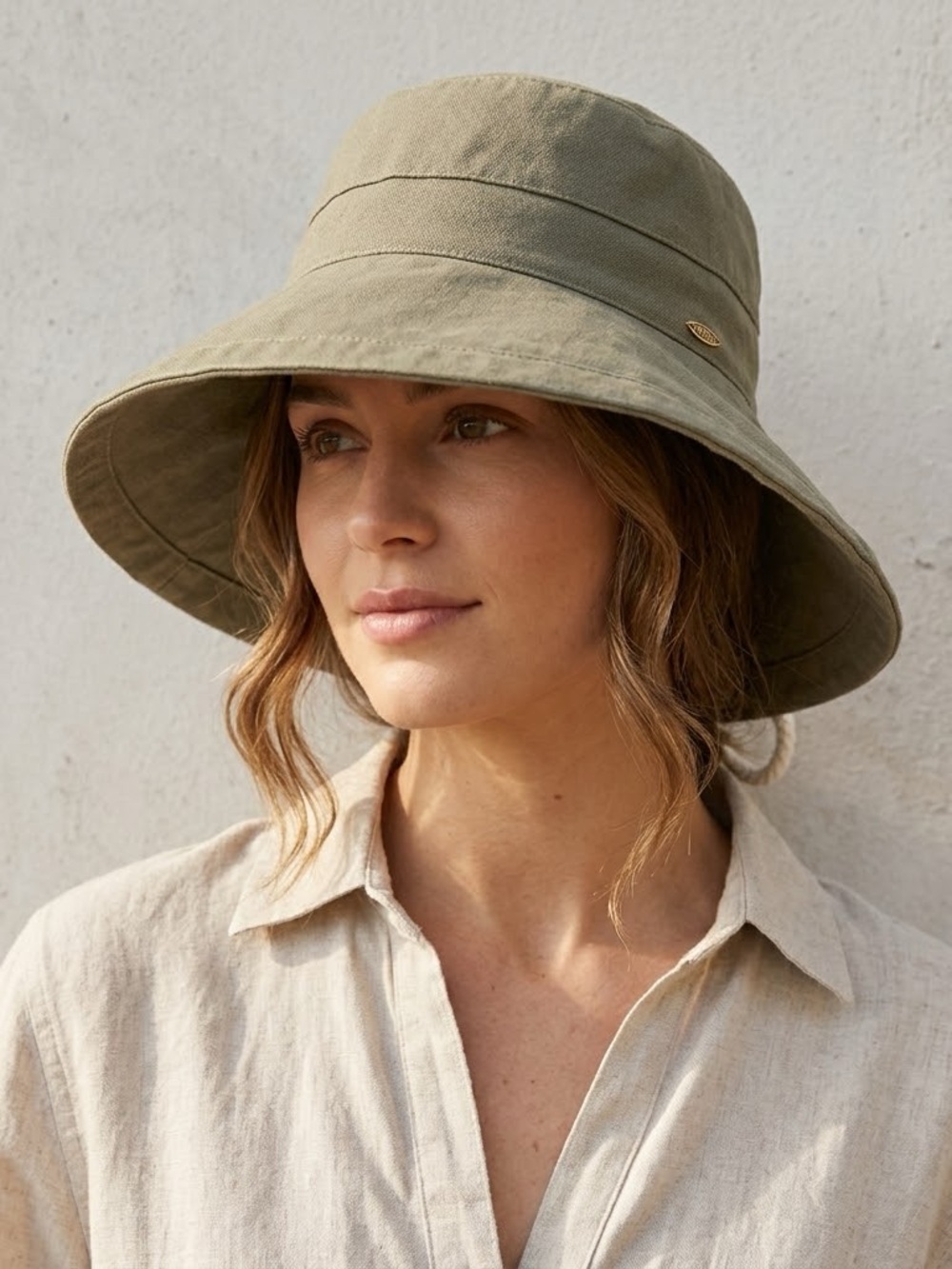 Scala Khaki Green Wide Brim Cotton Floppy Hat - O/S